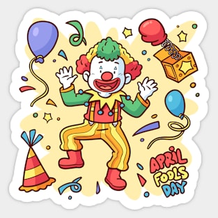 April s fol Day Clown Sticker